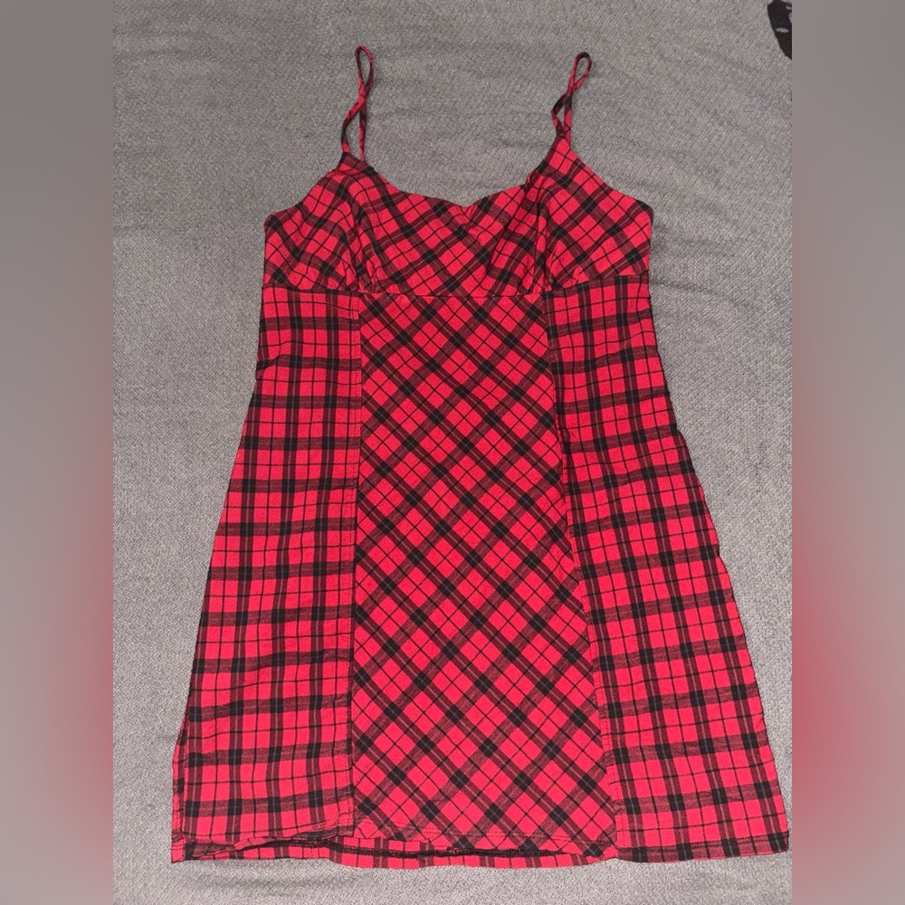 Red and Black Plaid Mini Dress